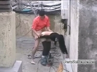 Porno gratis Puta cachando en el patio con su primo amateur peruano